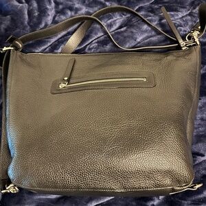 Bosca Black Pebbled Leather Crossbody Tote